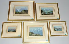 Eiger, Mönch & Jungfrau / Grindelwaldgletscher / Interlaken / Interlaken & Unterseen / Thun by Kanton Bern, aquatint, sold Jun 2017