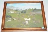 Weidende Kühe und Ziegen auf der Alp, 1976 by Christian Vetsch, oil on board, sold Jun 2017