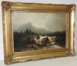 Gebirgslandschaft mit Wildbach by Gustave Castan, oil on canvas, sold Jun 2017
