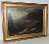 Les rochers sur Meyringen by François Diday, oil on paper, sold Jun 2017