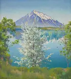 Der Thunersee mit Niesen im Frühling, 1937 by Marcus Jacobi, oil on canvas, offered Jun 2017