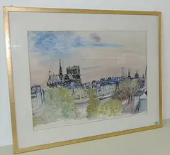 Paris mit Notre Dame by Henri Schmid, 1968, watercolor, sold Jun 2017
