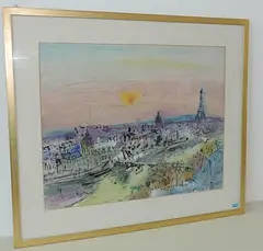 Paris mit Eiffelturm by Henri Schmid, 1969, watercolor, offered Jun 2017