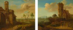 Gegenstücke: Städtchen am Fluss by Franz Schütz, oil on panel, sold Mar 2017