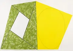 Green Frame / Yellow Ellipse by Robert Mangold, 1988, acrylic, sold Mar 2017