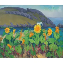 Untitled (Sunflowers on the Coast) by Henrietta Shore, oil on canvas, sold Nov 2023