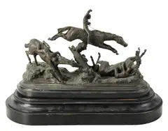 The Steeplechase by Pierre Le Nordez, bronze on wooden stand, sold Oct 2026