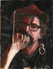Self Portrait by Wayne Barker, oil on paper, sold Sep 2025