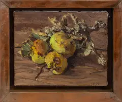 Apples on a Small Branch by Christopher Bramham, 2004, Oil on Canvas, sold Mar 2025