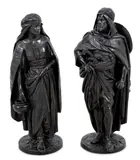 La Portugese" and "Le Guerrier Arabe" [The Arab Warrior] by Jean-Jules Salmson, 1980, bronze figures, sold Mar 2025