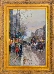 Parisian Street Scene by Jacques Deveau, Oil on Canvas, sold Mar 2025