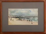 Beach Scene by Klaus Mueller-Rabe, Watercolor on Paper, sold Mar 2025