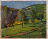Landscape with trees Genoa by Giorgio Matteo Aicardi, Oil on board, sold Nov 2020