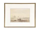 Gathering seaweed by John Clarkson Uren, Watercolour and pencil, heightened with white, sold Nov 2020