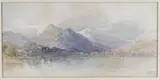 Snowdon, North Wales Watercolour Signed 14 x 29cm (5½ x 11¼ in.) Condition Report: Browned and contact burns from mount Condition Report Disclaimer by T J Soper, Watercolour, sold Nov 2020