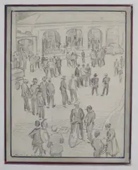 Untitled by Giorgio Matteo Aicardi, Pencil study- Townspeople Pencil, offered Nov 2020