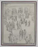Untitled by Giorgio Matteo Aicardi, Pencil study- Townspeople Pencil, offered Nov 2020