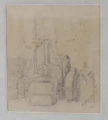 Steamroller by Malcolm Drummond, Pencil on paper Sketchbook drawing, sold Nov 2020