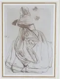 Seated Woman by Charles Samuel Keene, Pen and ink, sold Nov 2020