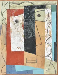 Mediterranean Head No by Bryan Ingham, 1992, charcoal and collage on board, offered Oct 2020