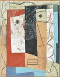 Mediterranean Head No by Bryan Ingham, 1992, charcoal and collage on board, offered Oct 2020