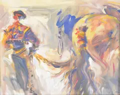 Preparing for the Feria by Tabitha Salmon, oil, sold Oct 2020