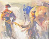 Preparing for the Feria by Tabitha Salmon, oil, sold Oct 2020