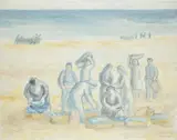 Fisherfolk unloading the catch by Manuel Colmeiro Guimarás, oil, sold Oct 2020