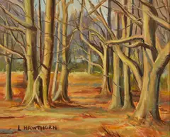 Trees in winter by Lilian Hawthorn, oil, sold Oct 2020