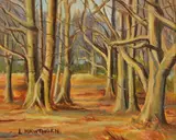 Trees in winter by Lilian Hawthorn, oil, sold Oct 2020