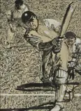 Colin Cowdrey at the wicket Ink by Ruskin Spear, Ink, gouache and collage, sold Oct 2020