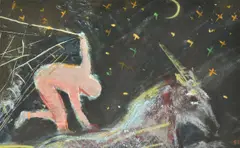 Trying to capture a unicorn by Sonia Lawson, oil, sold Oct 2020