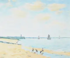 Beach at HonfleurOil on canvasSigned lower left 51 x 61cm (20 x 24 in.)Provenance:Richmond Gallery, London (no by William Foreman, oil, offered Oct 2020