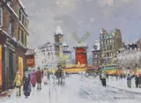 A winter's day at the Moulin Rouge by Antoine Blanchard, oil, sold Oct 2020