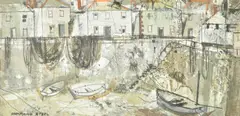 Drying nets by George Hammond Steele, oil, sold Oct 2020