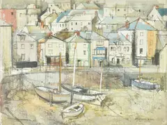 Harbour scene, thought to be St by George Hammond Steele, oil, sold Oct 2020