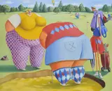 In the bunker by Sarah Jane Szikora, 1997, oil, sold Oct 2020