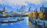 London panoramaOil on canvasSigned lower right72 x 120cm (28¼ x 47 in.)Provenance:DeMontfort Fine Art by Csilla Orban, oil, sold Oct 2020