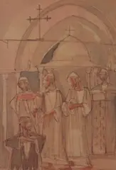 Worshippers by Ragheb Ayad, 1966, oil, offered Oct 2020