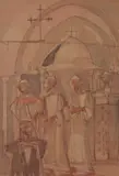 Worshippers by Ragheb Ayad, 1966, oil, offered Oct 2020