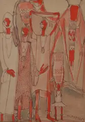 The water carriersMixed mediaSigned and dated c by Ragheb Ayad, c. 1965, oil, sold Oct 2020