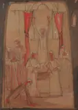 The ceremonyMixed mediaSigned and indistinctly dated c by Ragheb Ayad, oil, sold Oct 2020