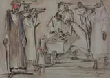 Unloading the cart Mixed mediaSigned and dated c by Ragheb Ayad, c. 1964, oil, sold Oct 2020