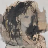 Young Woman with Black HairMixed media on canvas Signed and dated 72 lower right, artist's label attached verso 58.5 x 58.5cm (23 x 23 in.) by Gino Hollander, oil, sold Oct 2020