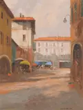 Coffee House, Como, Northern ItalyOil on boardSigned lower right, titled verso50 x 40cm (19½ x 15½ in.) by Colin Ross Parker, oil, sold Oct 2020