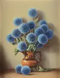 Still life with blue flowersOil on boardSigned lower left35 x 27cm (13¾ x 10½ in.)Provenance:Windsor & Eton Fine Arts Co by Robert Chailloux, oil, sold Oct 2020