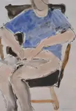 Seated figure with bookInk and watercolourSigned lower right40.5 x 29cm (15¾ x 11¼ in.)UnframedProvenance:Sims Gallery, St by John Emanuel, charcoal, sold Oct 2020