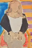 Seated figure with hands in lapInk and watercolour53.5 x 36cm (21 x 14 in.)UnframedProvenance:Sims Gallery, St by John Emanuel, charcoal, offered Oct 2020