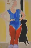 Standing figureWatercolour by John Emanuel, ink and gouacheSigned, offered Oct 2020