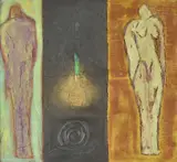 Guardians, 1997Mixed media Signed and titled verso, artist's label attached verso 56 x 62cm (22 x 24¼ in.)Provenance:Boundary Gallery, London by Sonia Lawson, oil, sold Oct 2020